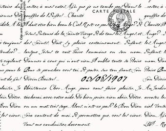 Paris Writing Fabric, By The Yard, Couturiere Parisienne Pieres, Cream, C8850-CREAM, J. Wecker Frisch, French Script, TheFabricEdge