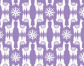 Llama Fabric, By The Yard, Llama Drama Proud Llama, Camelot Fabrics, 21191204-4 Purple, Quilting Cotton, BTY, TheFabricEdge