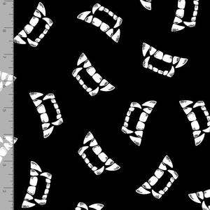 Vampire Fabric By The Yard, Glow in The Dark Vampire Teeth, Timeless Treasures CG8539, Quilting Cotton BTY, TheFabricEdge