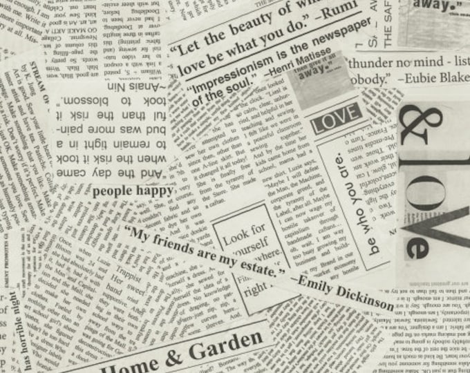 Newspaper Fabric, by the Yard, Newsprint, Windham Fabrics, Newsprint