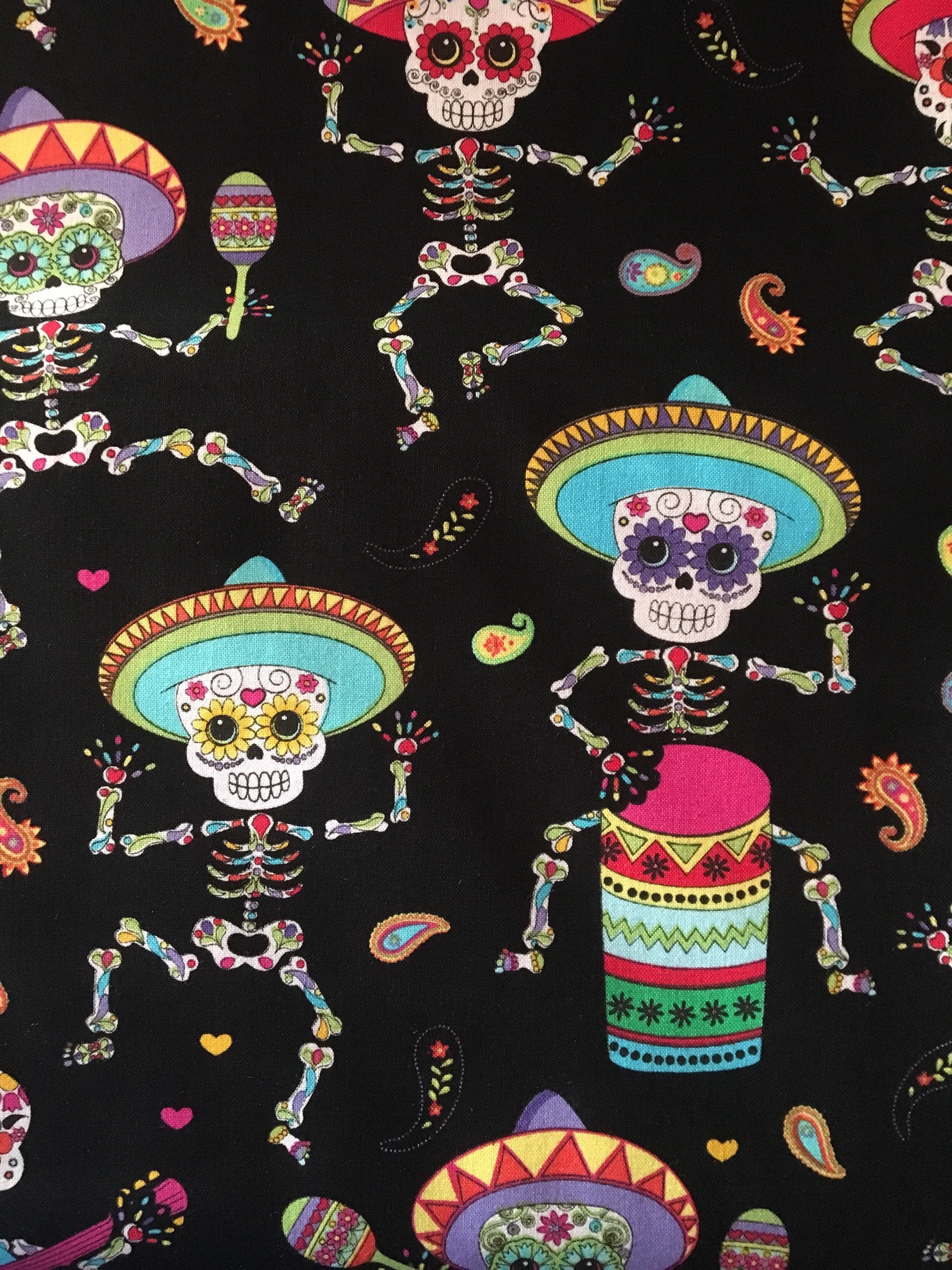 Dancing Day of the Dead Fabric by the Yard Timeless - Etsy