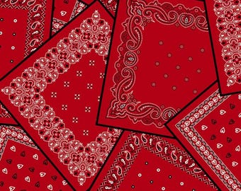 Bandana Fabric, By The Yard, Hanky Panky, Bandana Ballad, Michael Miller Fabric, BTY, CX9123-REDX-D, TheFabricEdge