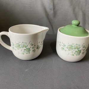 Vintage Jay Import Co. Cream and Sugar Set Green Ivy Theme