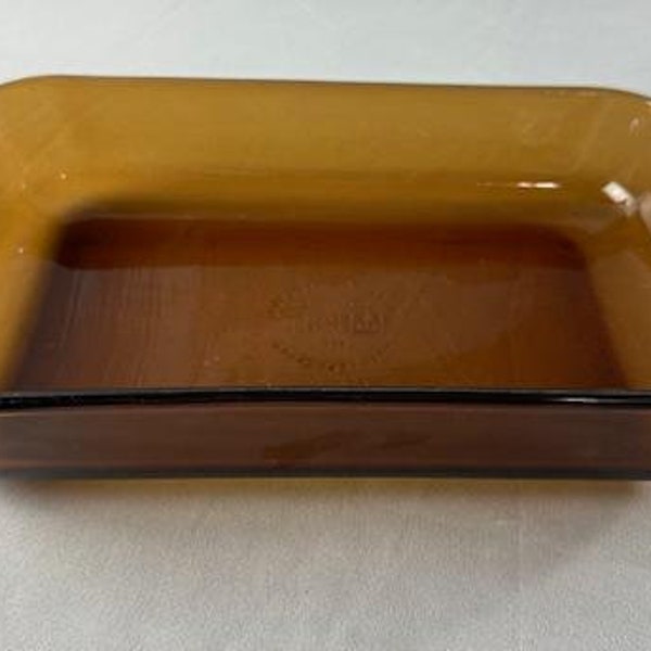 Vintage Anchor Hocking Glass Brown Rectangle Casserole Baking Dish #432 1.5 Quart 10" x 6"