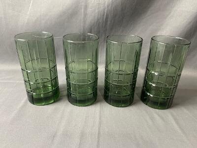 13 oz. Vintage Textured Sage Green Drinking Glass Cups (Set of 6