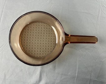 Poêle à poêle en verre brun Corning Vision vintage Batterie de cuisine n° 22 - 7 po. de diamètre