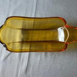 Vintage Amber Glass Banana Boat 8 1/2" Long and 3 1/2" Wide