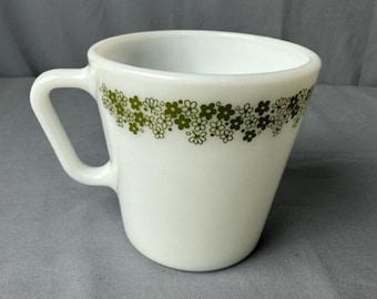 Vintage Corelle by Corning Tea Cup Milk Glass Daisy Spring Blossom Green Floral