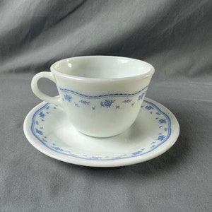 Vintage Corelle Livingware by Corning Tea Cup & Saucer Morning Blue Floral
