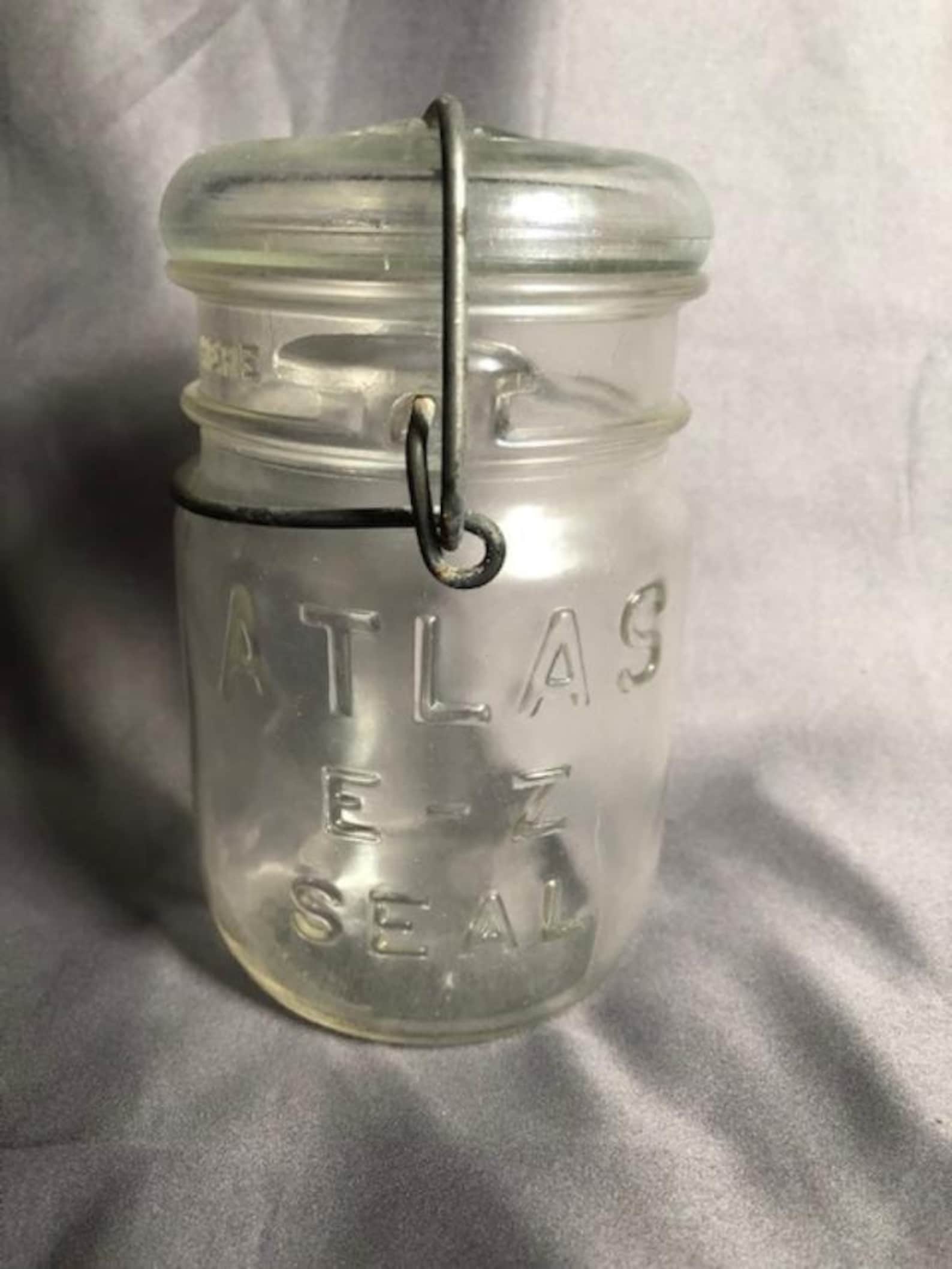 Vintage Glass Atlas EZ Seal Canning Jar With Glass Lid Etsy
