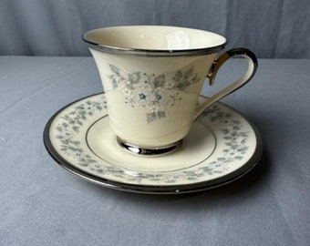 Vintage Lenox Windsong Tea Cup and Saucer Beige with Floral Design