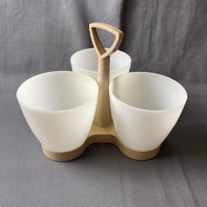 Vintage Tupperware Condiment Caddy Sugar Jar Jelly Jar Jam Jar Container in White and Tan