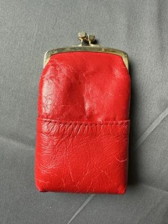 Vintage Red Faux Leather Floral Coin Purse Cigare… - image 3
