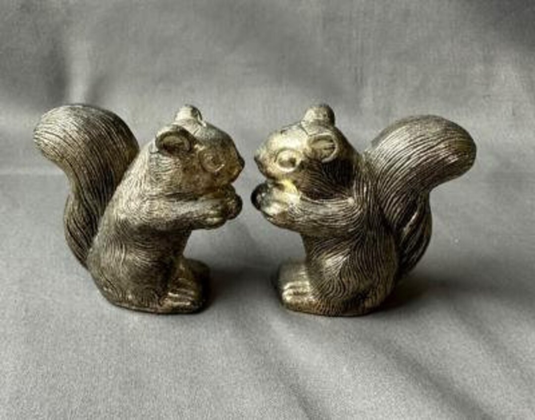 Vintage Squirrel Salt and Pepper Shakers Pewter 2 1/2 Etsy