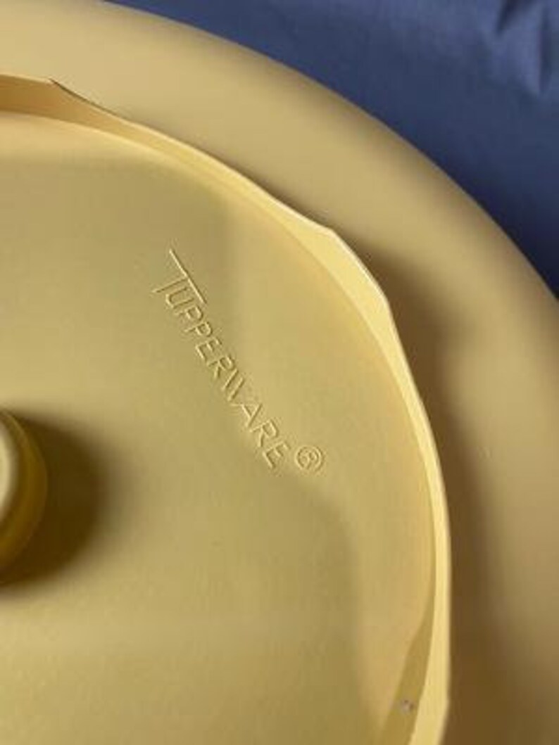 Vintage Tupperware Chip and Dip Yellow Platter Serving Dish with Bowl and Lid 14 diameter
