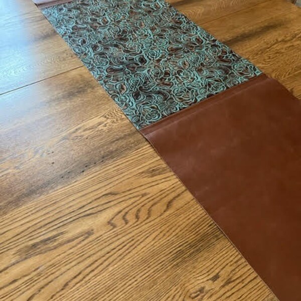 Turquoise and Leather Table Runner Etsy