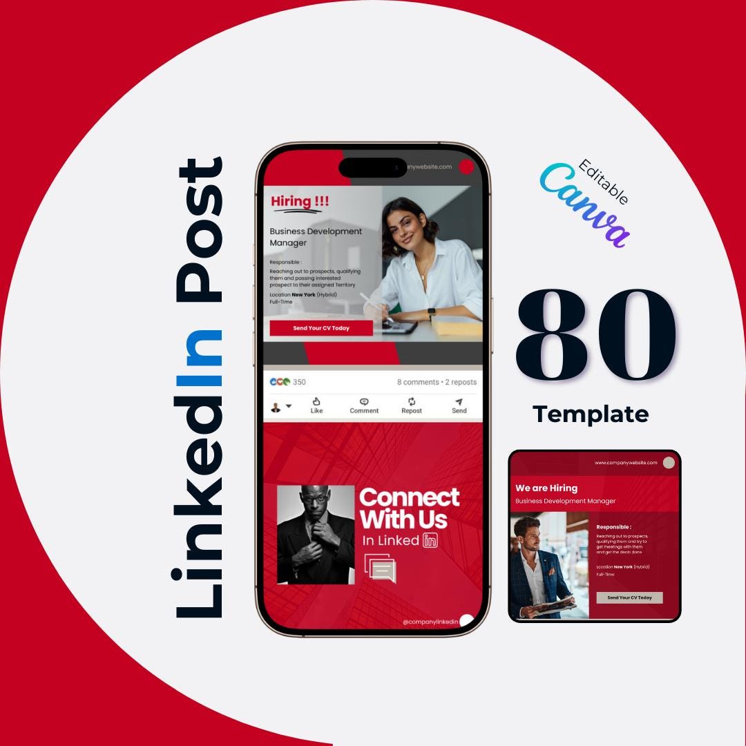 80 Bold Red Linkedin Templates for Canva | Eye-catching Social Media ...