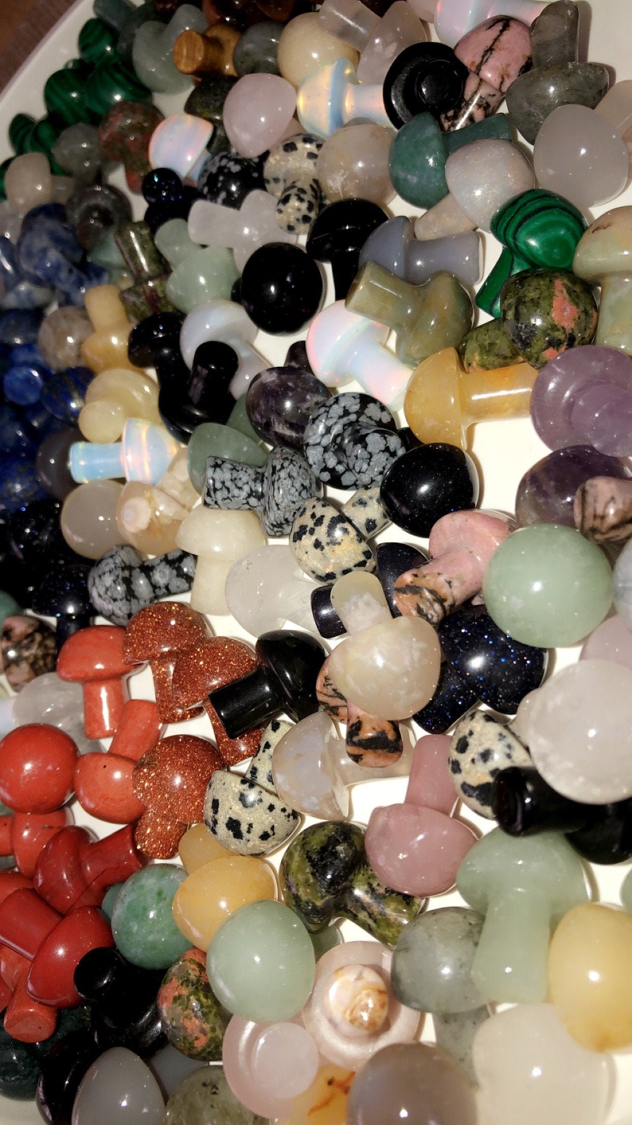 Mushroom crystals: various tumbled stones
