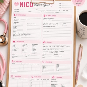 Hoja de informe de la UCIN / Plantilla de traspaso de información para enfermeras de la UCI neonatal (Descarga digital)