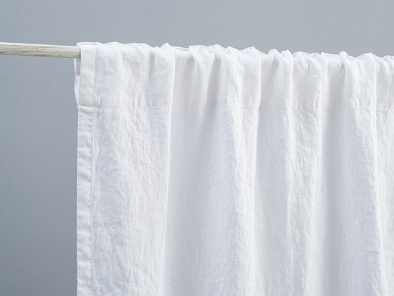 White Linen Curtains With Rod Pocket Shabby Chic Farmhouse | Etsy