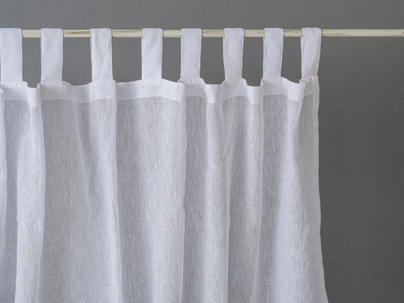 White Tab Top Sheer Panel Without, Tab Sheer Curtains