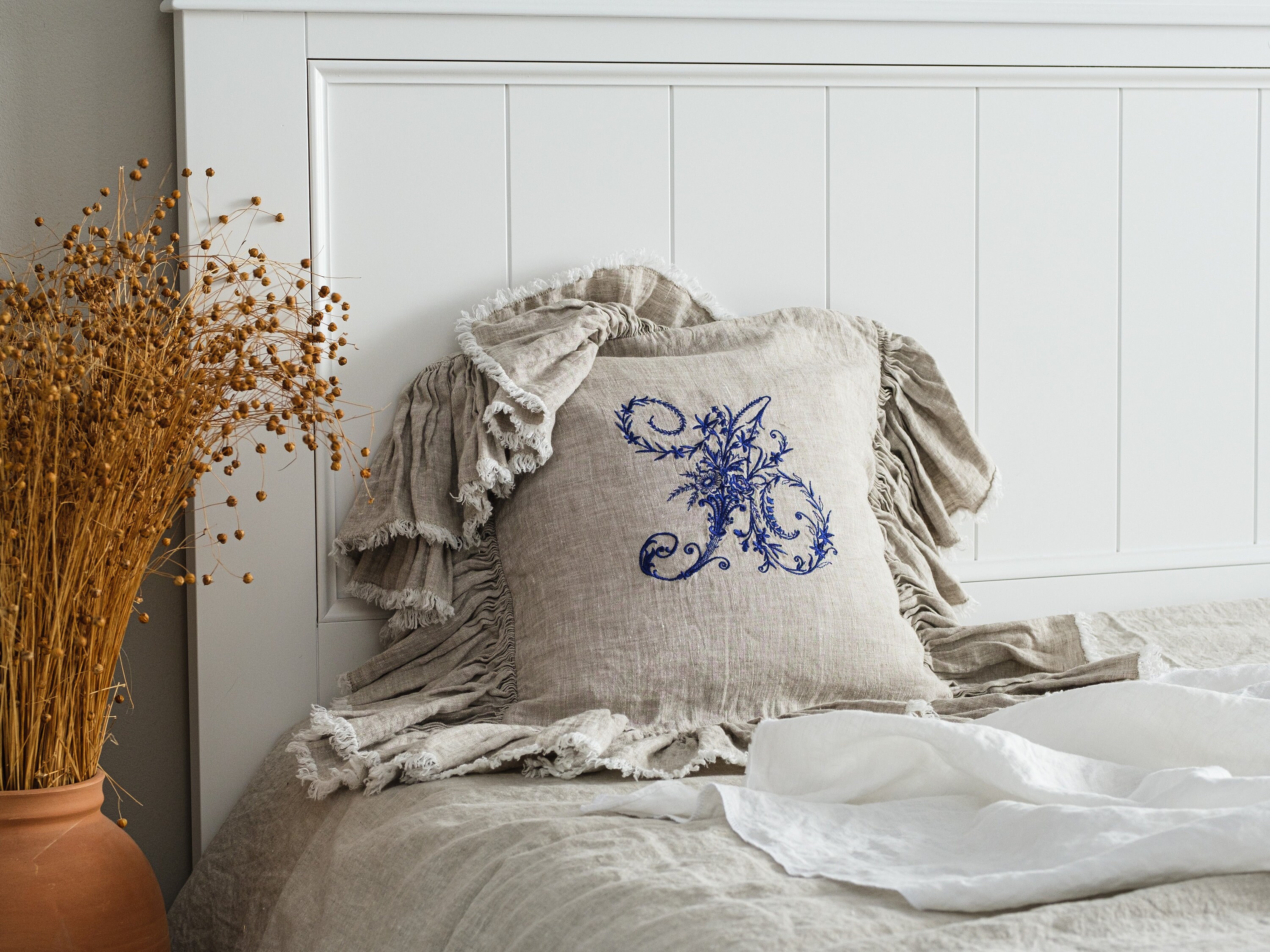 monogrammed pillows for bed