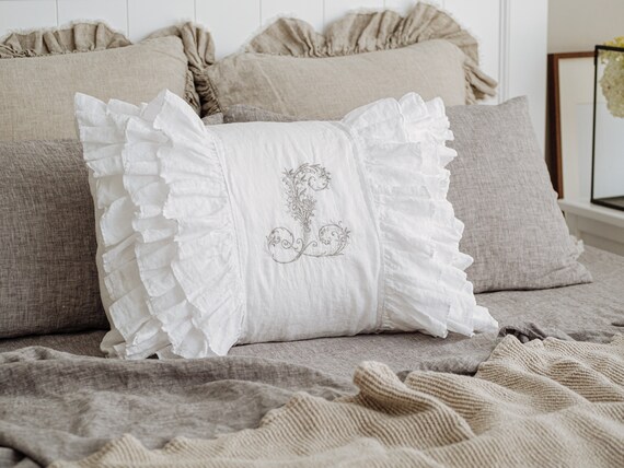 Ruffled Monogram Pillow Cover Butterfly Etsy