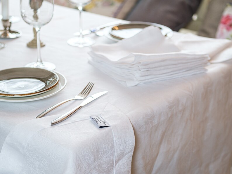 WeddingHome Decor Natural Organic Organic Table Cloth and Napkin Set Plaid Table Set Gift Idea 100/% Linen