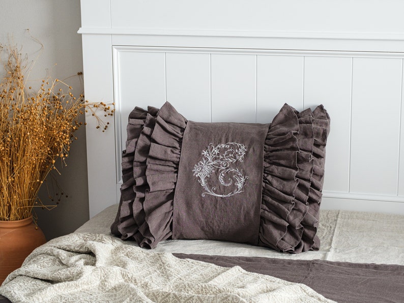 Ruffled monogram pillow cover Butterfly. Etsy