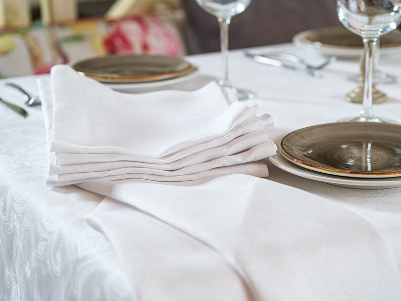 WeddingHome Decor Natural Organic Organic Table Cloth and Napkin Set Plaid Table Set Gift Idea 100/% Linen