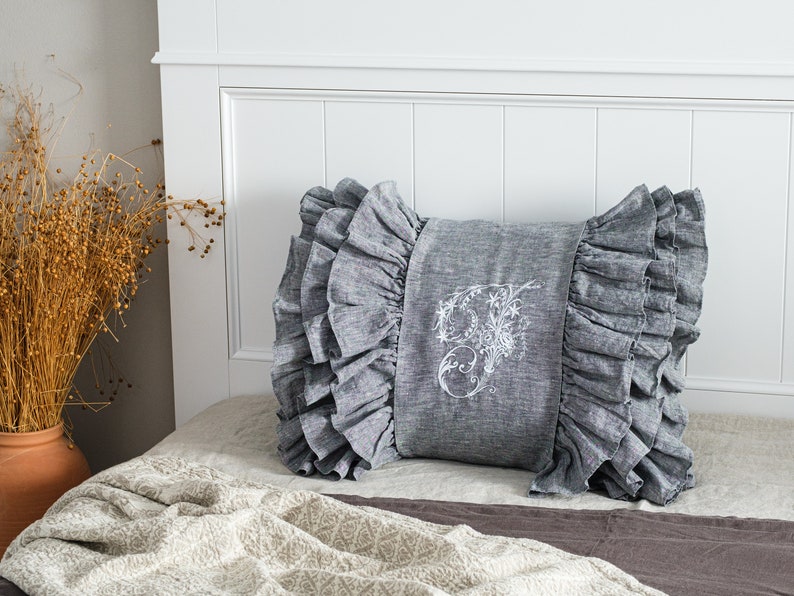 Ruffled monogram pillow cover Butterfly. Etsy