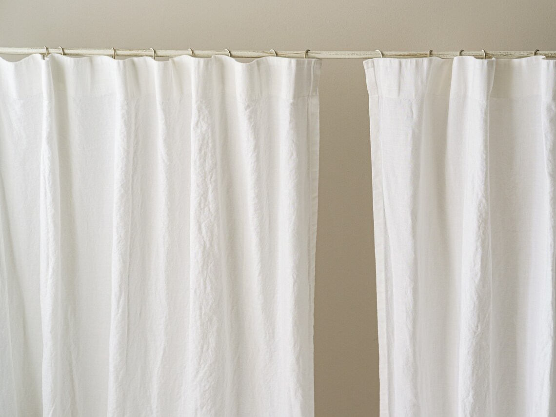 Belgian Linen curtains on the universal tape ikea in White off | Etsy