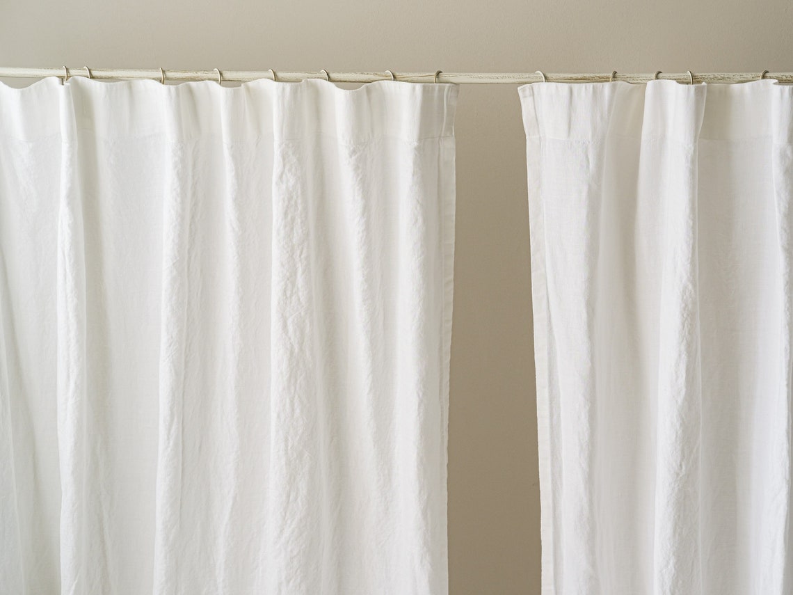 Belgian Linen curtains on the universal tape ikea in White off Etsy