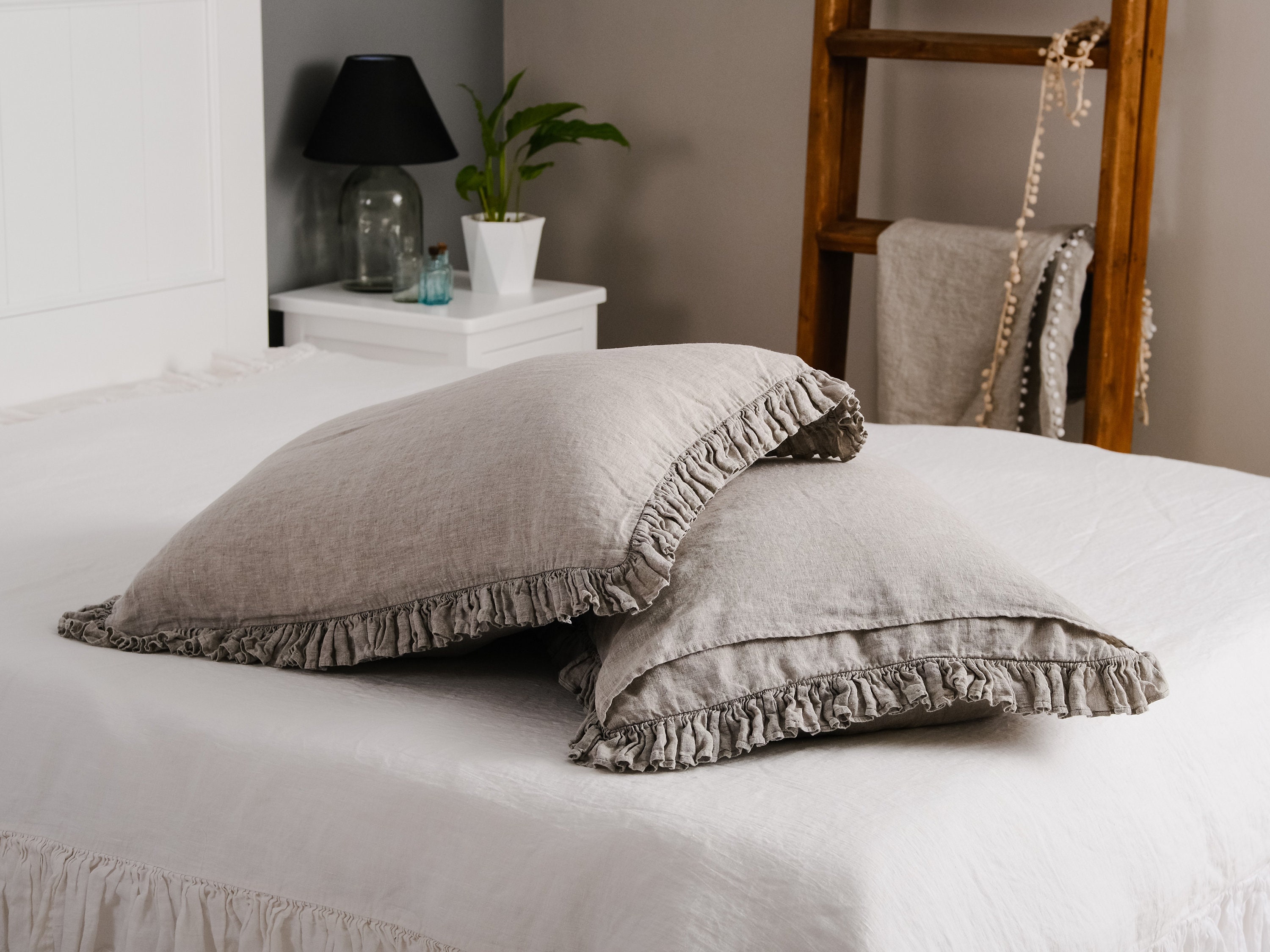 Linen pillowcase with ruffles 2. Farmhouse bedding Etsy