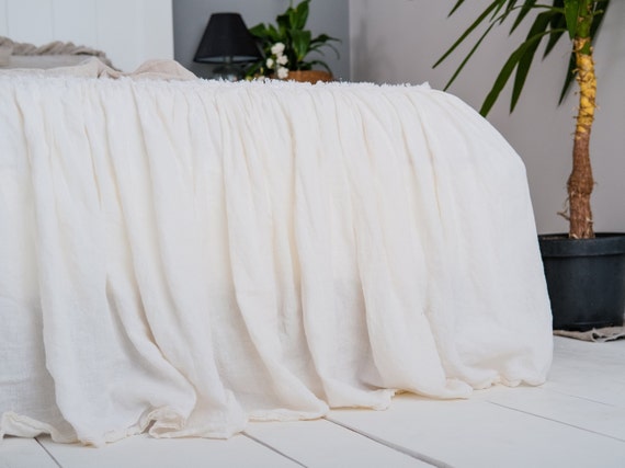 Linen Bedspread Frayed Edge Shabby Chic Decor Ruffled King - Ruffle Edge Linen Bedding Linen Bedspread Frayed Edge Shabby Chic Decor Ruffled King - Ruffle Edge Linen Bedding