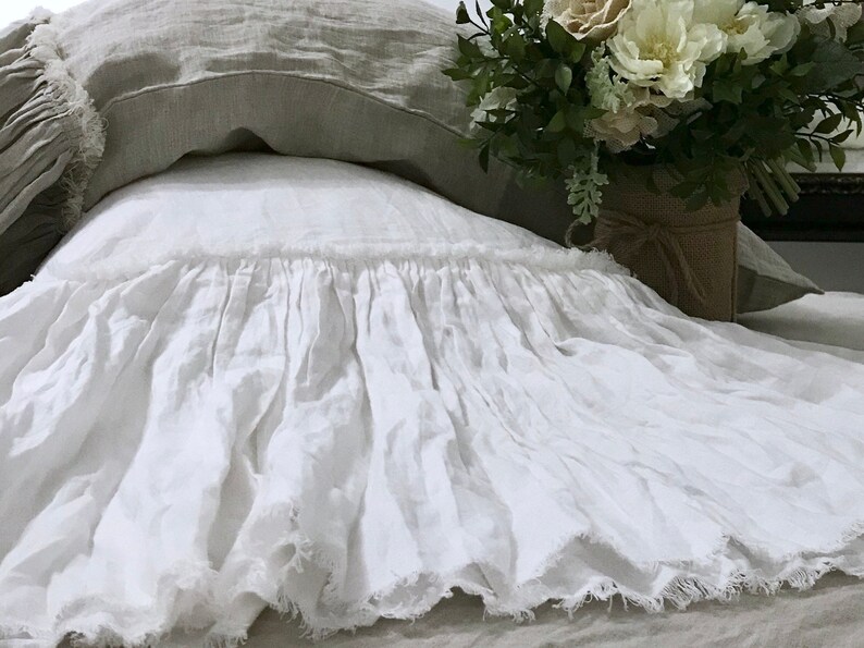 Linen pillow cases frayed edge ruffle. Set of 2 100 linen Etsy