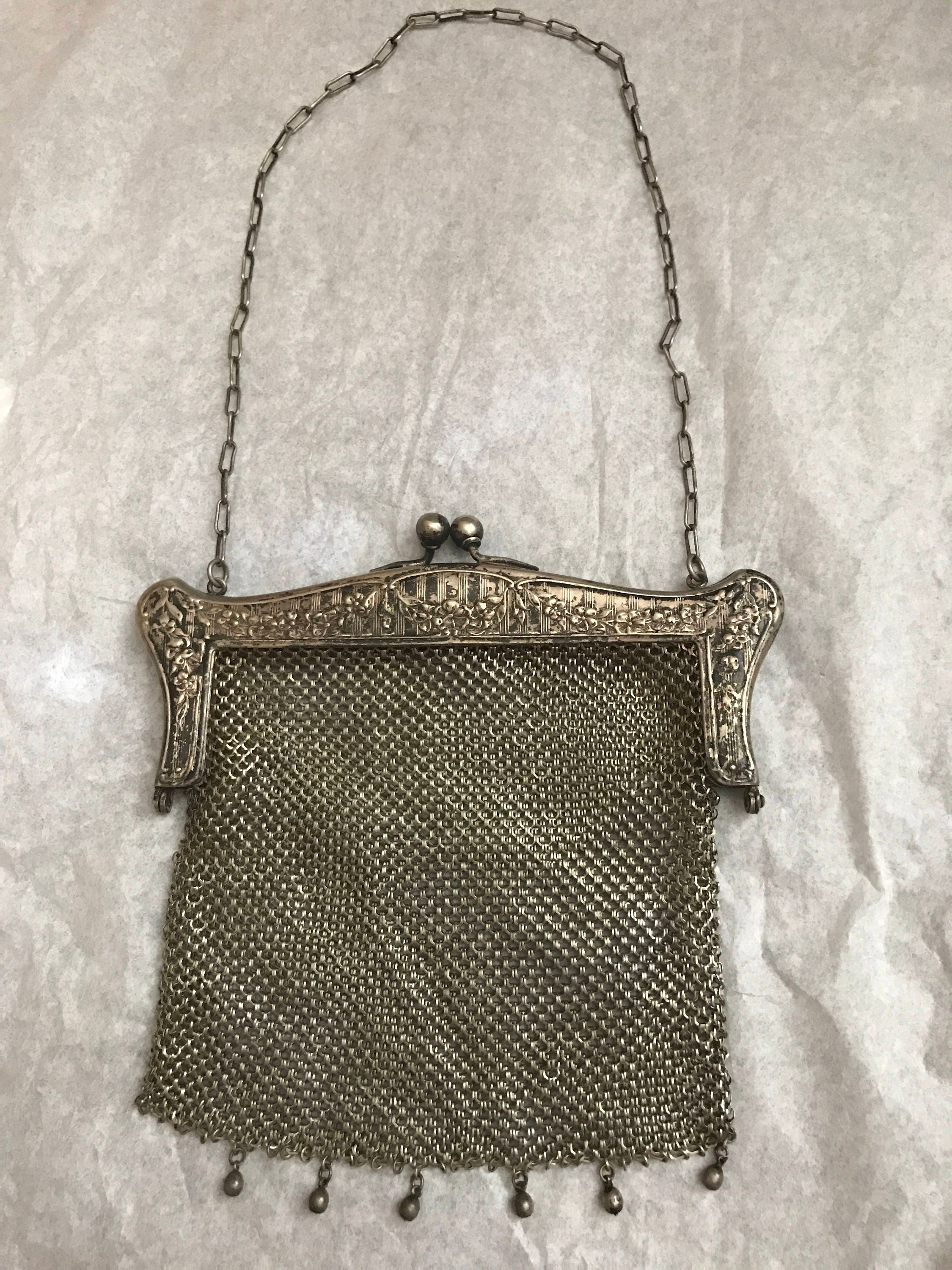 Whiting And Davis German Silver Soldered Painted Mesh Purse A M Co. An –  Power Of One Designs