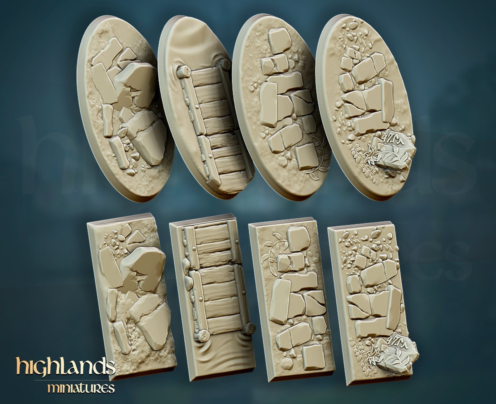 Textured Bases for Figurines 32 Mm the Highlands Miniatures Etsy