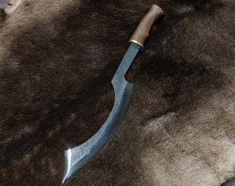 Hand forged Khopesh sword. Carbon steel with walnut handle.