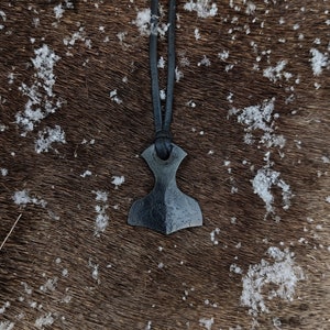 Hand forged Thor&#39;s hammer, Mjolnir,  with high quality elk leather string included.