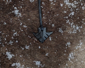 Hand Forged Huginn & Muninn Necklace: Viking Odin Raven Pendant