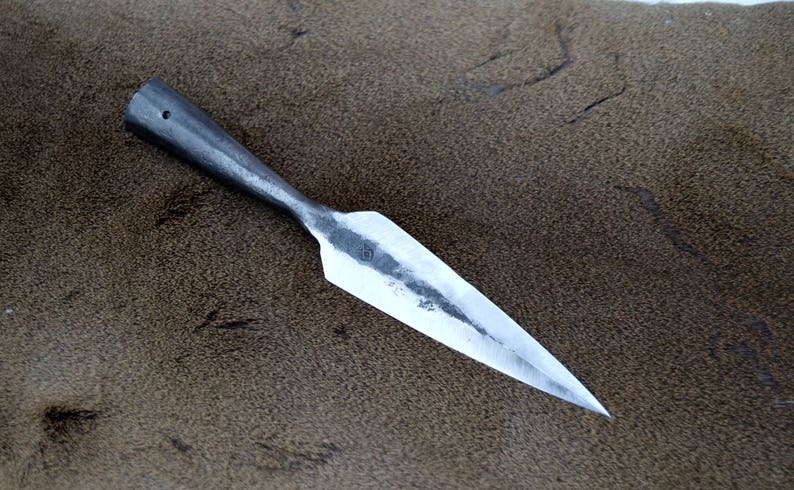 Hand forged viking spear. Forged from spring steel and sharpened. For hunting or reenactment. image 1