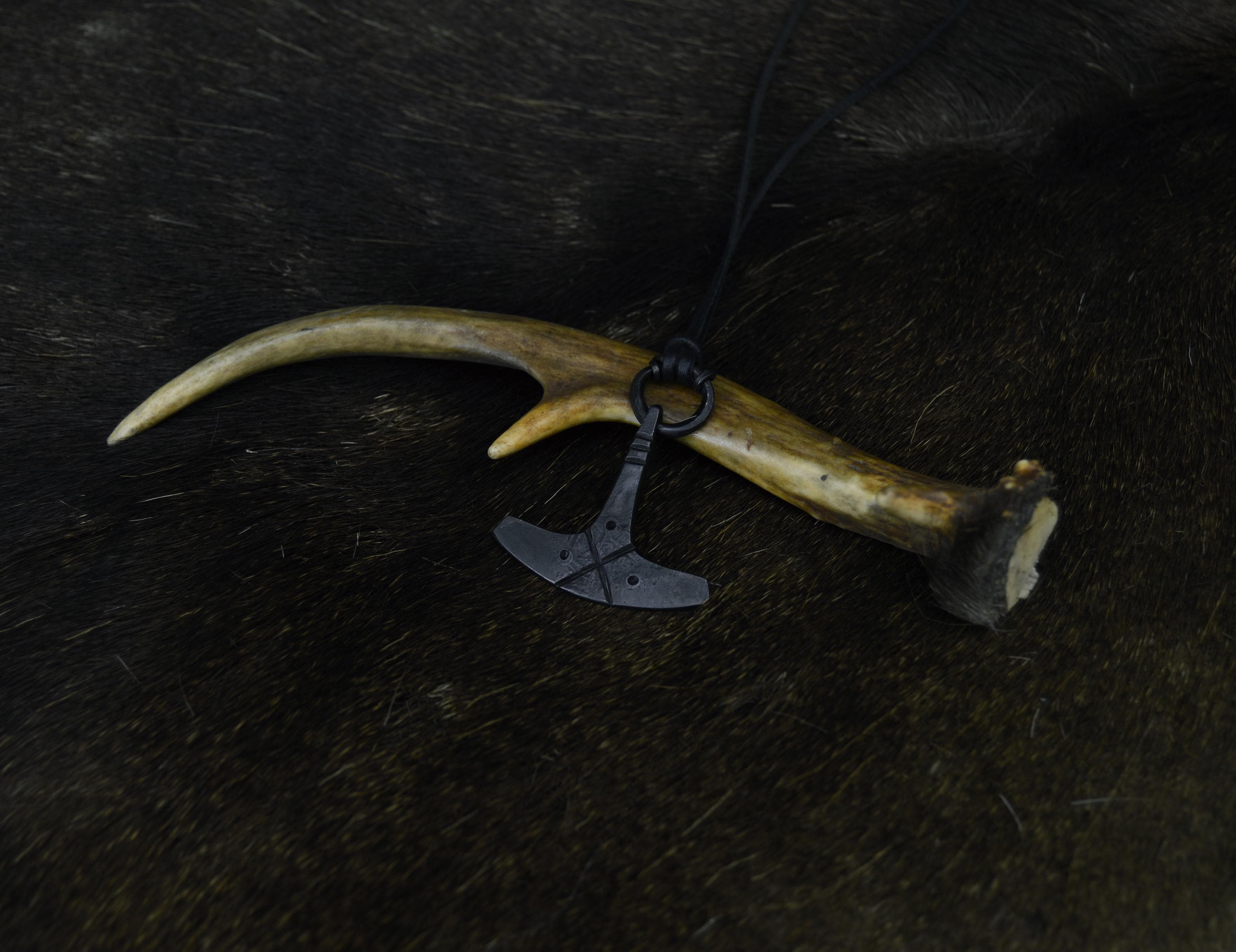 Hand Forged Ukko's Axe Necklace: Finnish God of Thunder Pendant
