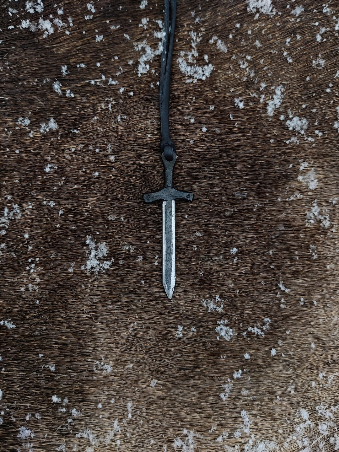 Hand Forged Viking Sword Necklace With Leather String - Etsy