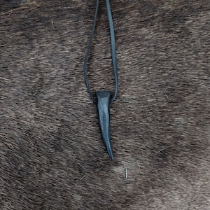 Hand forged wolf's / bear's tooth necklace, with high quality leather string. image 4