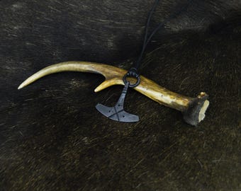 Hand Forged Ukko's Axe Necklace: Finnish God of Thunder Pendant