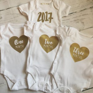 Monthly Milestone Vests, Baby Milestone Onesie, Heart Monthly Milestone image 8