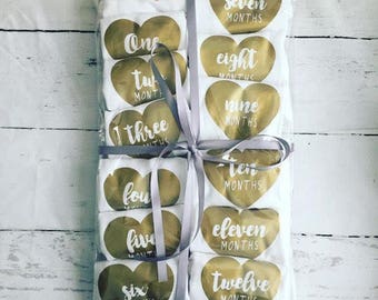 Monthly Milestone Vests, Baby Milestone Onesie, Heart Monthly Milestone