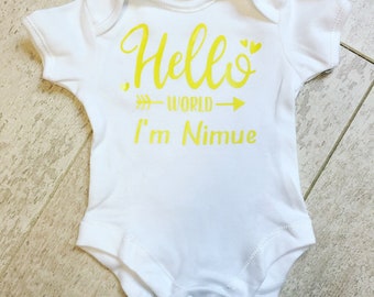 Hello World Newborn Girl Boy, Baby's Coming Home Outfit, Baby Shower Gift, Baby Girl, Baby Boy