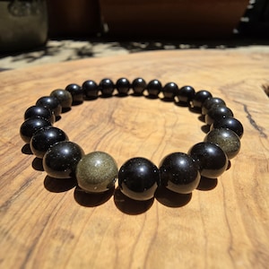 Golden Obsidian Bracelet - 8mm Beads - Natural Stones from Mexico (lithotherapy, gift)